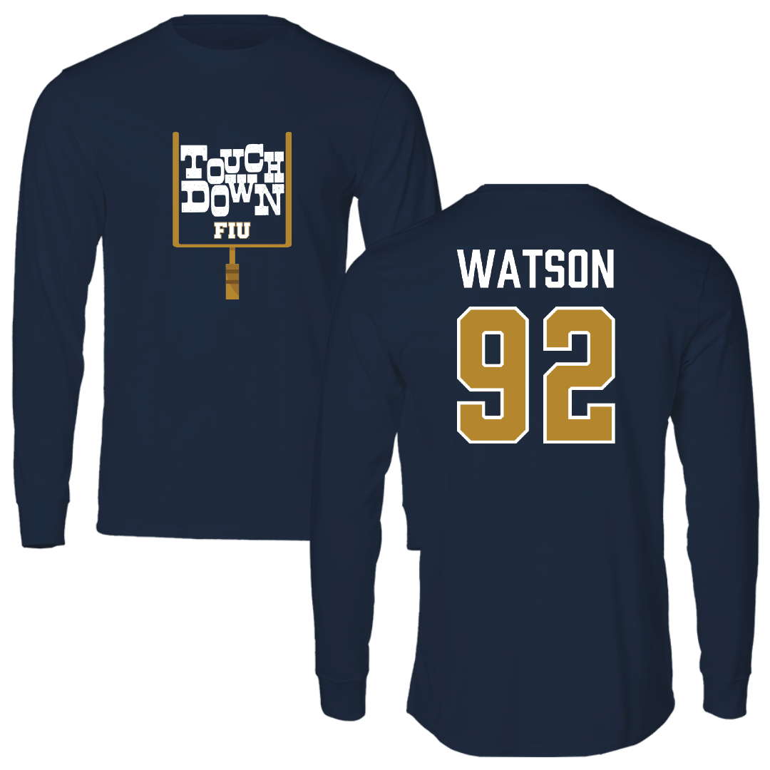 Florida International University Football Navy Touchdown Performance Long Sleeve - #92 Nicholas Watson