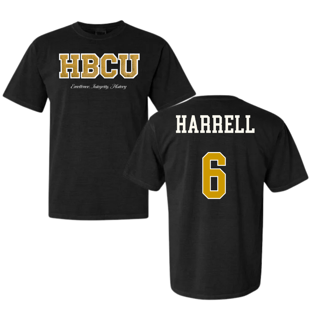 Alabama State University Football Black HBCU Varsity Comfort Colors Tee - #6 Ajai Harrell