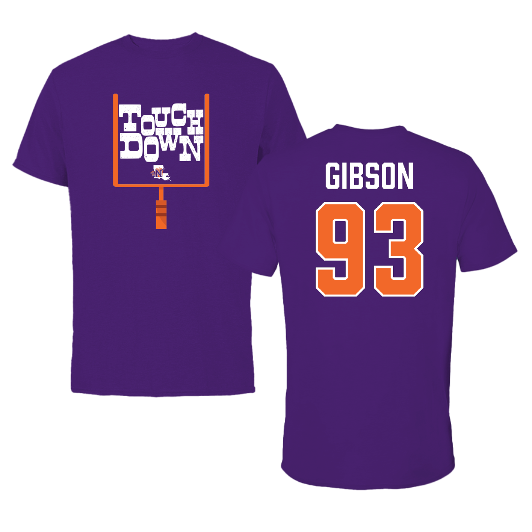 Northwestern State University Football Purple Touchdown Performance Tee - #93 Ray Gibson