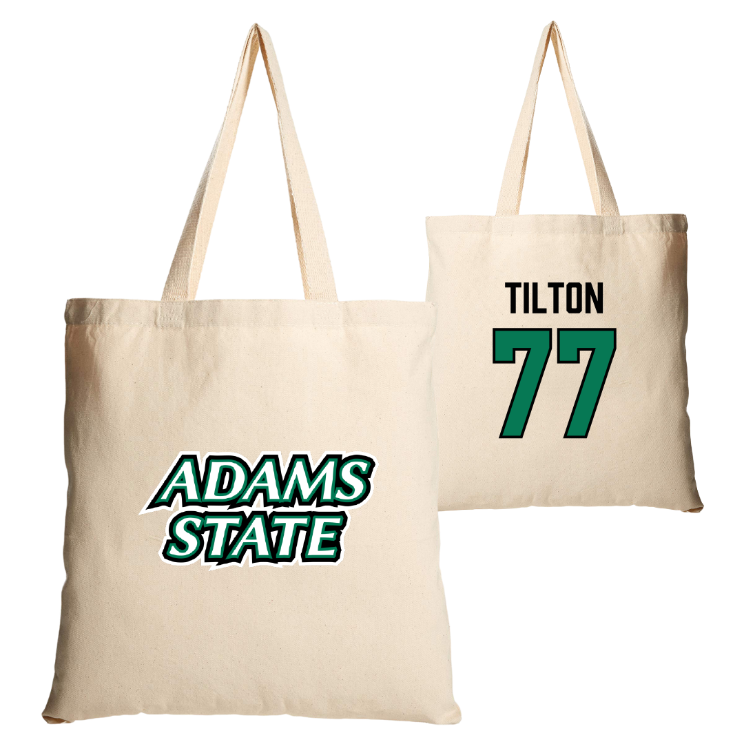 Adams State University Football Tan Canvas Tote Bag - #77 Wyatt Tilton