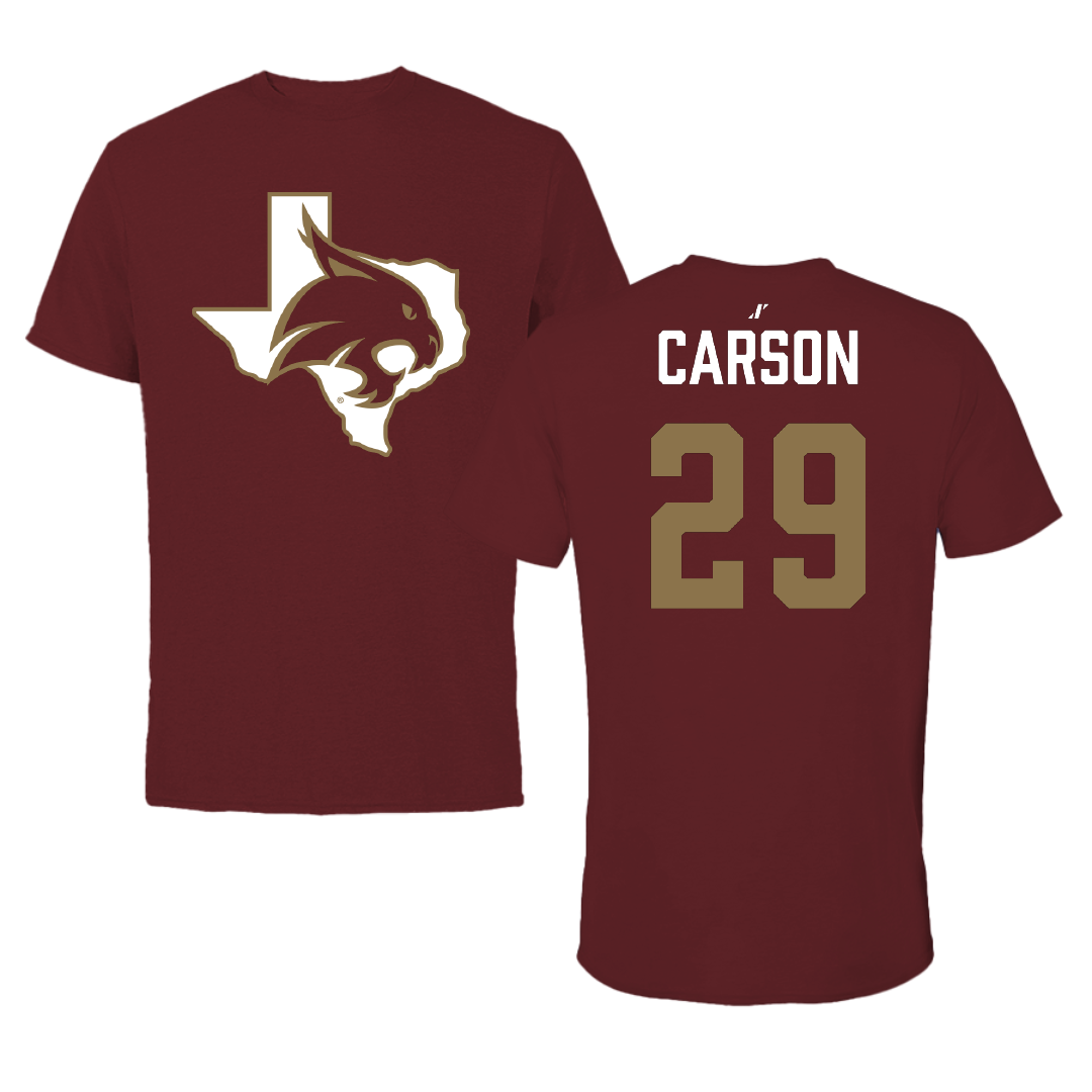 Texas State University Baseball Maroon State Tee - #29 Tanner Carson