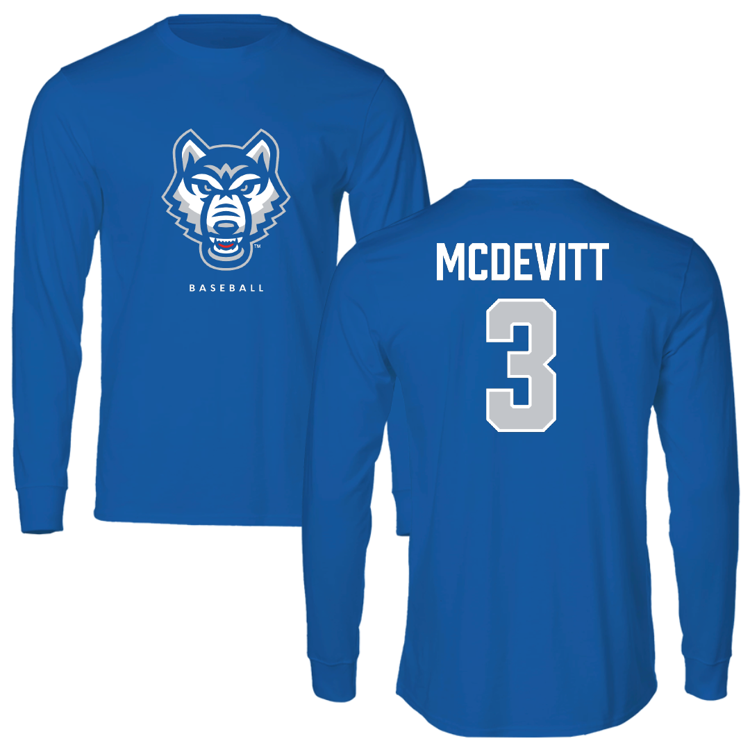 University of West Georgia Baseball Blue Performance Long Sleeve - #3 Brady McDevitt