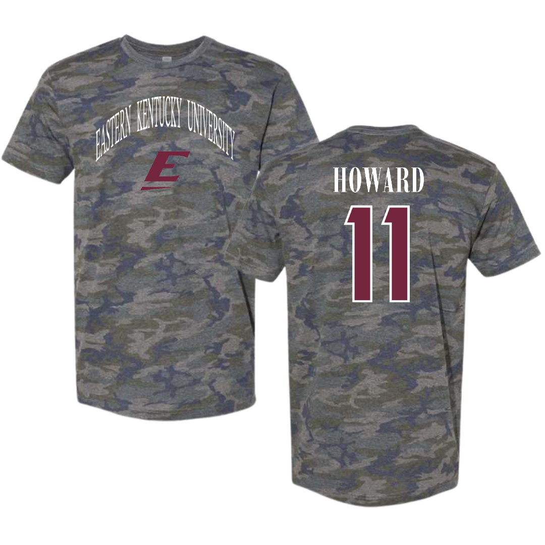 Eastern Kentucky University Football Vintage Camo Tee - #11 Blake Howard