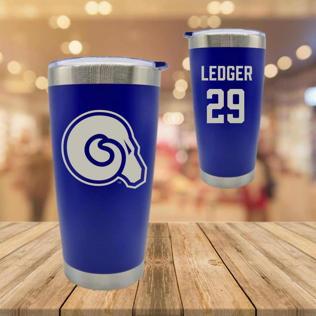 Albany State University Baseball Blue Golden Ram Stainless Steel Tumbler - #29 Chase Ledger