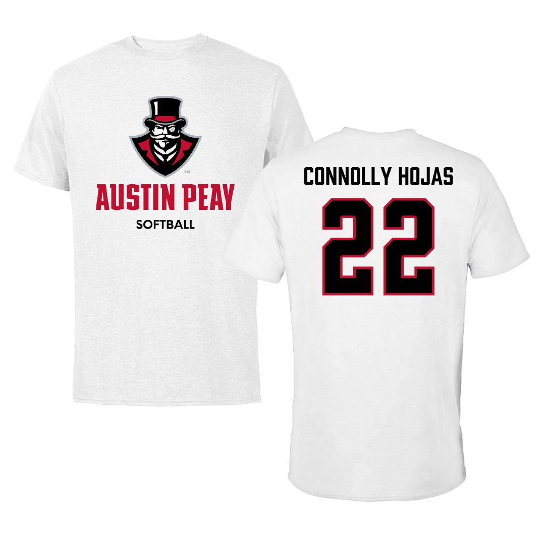 Austin Peay State University Softball White Tee - #22 Jacqueline Connolly Hojas