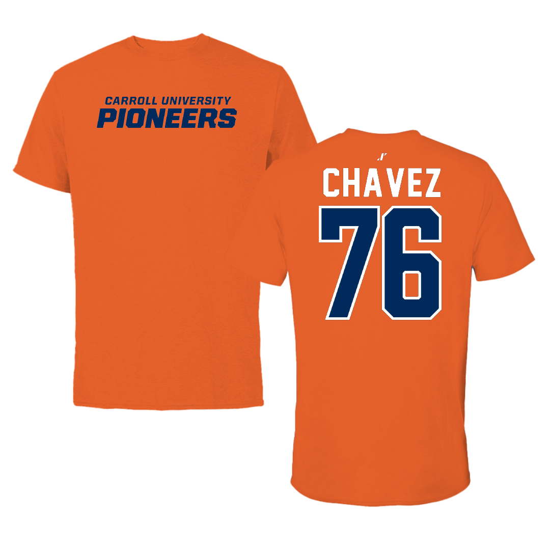 Carroll University Football Orange Tee - #76 Alberto Chavez