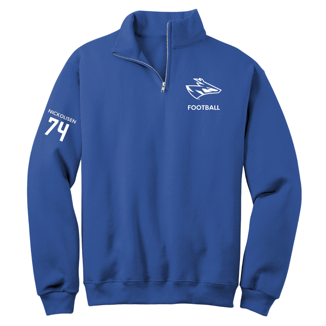 University of Nebraska at Kearney Football Blue Quarter-Zip - #74 Jack Nickolisen
