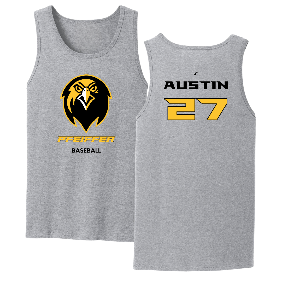 Pfeiffer University Baseball Sport Gray Tank Top - #27 Caleb Austin