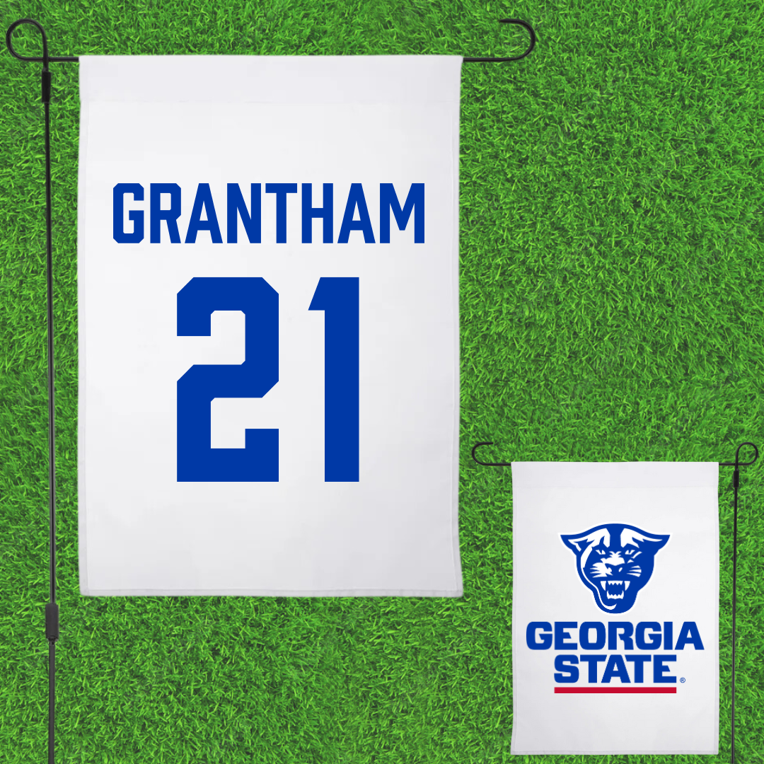 Georgia State University Baseball White Garden Flag - #21 Lucas Grantham