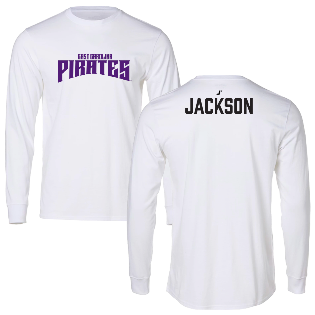 East Carolina University Swimming & Diving White Classic Performance Long Sleeve - Alyssa Jackson