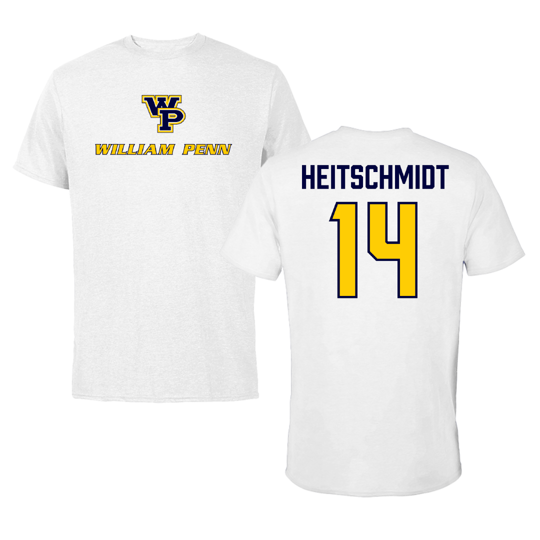 William Penn University Lacrosse (M) White Performance Tee - #14 Isaac Heitschmidt