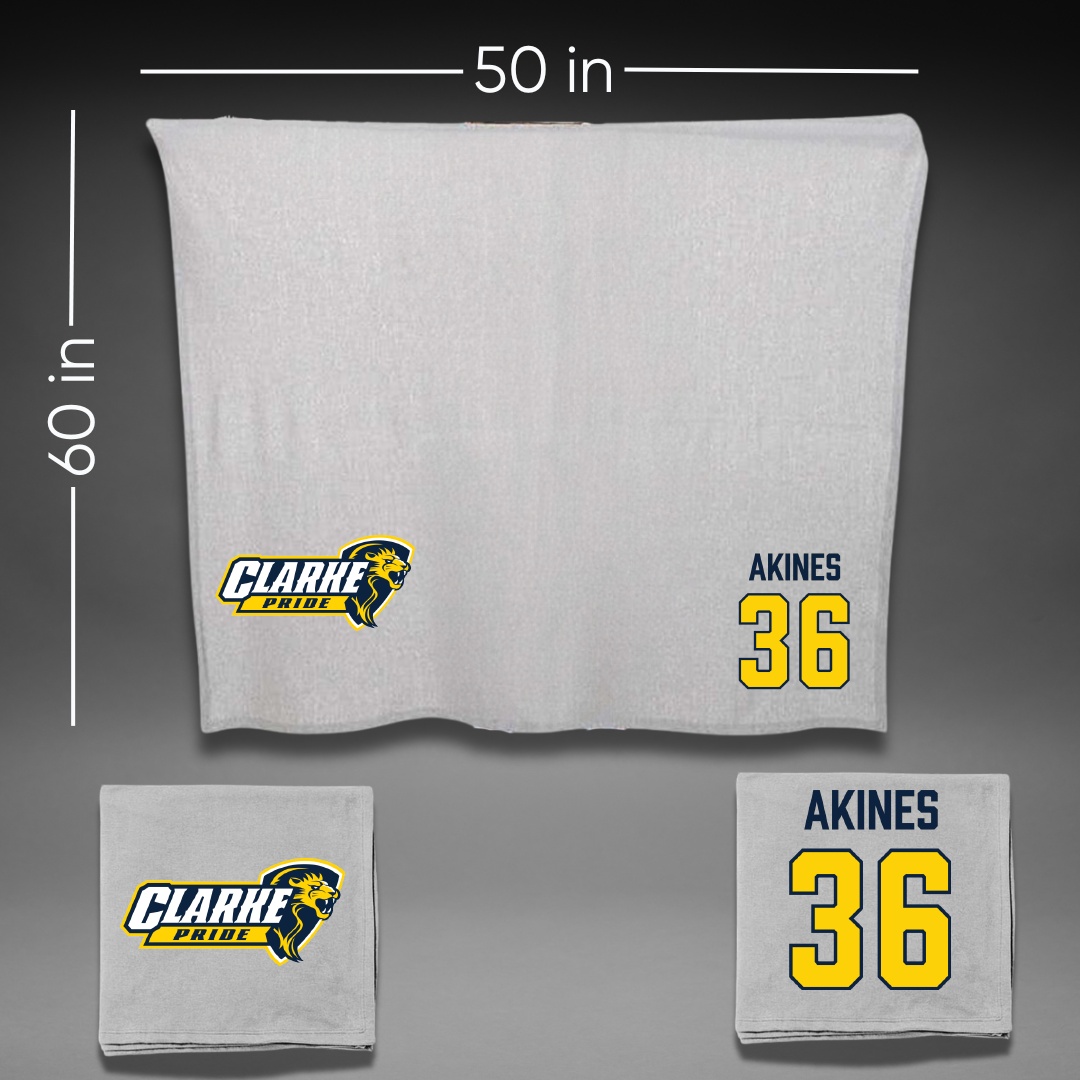 Clarke University Football Gray Blanket - #36 Elijah Akines