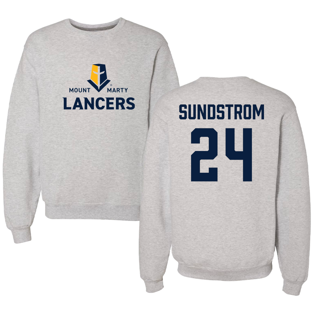Mount Marty University Soccer Light Gray Crewneck - #24 Thor Sundstrom