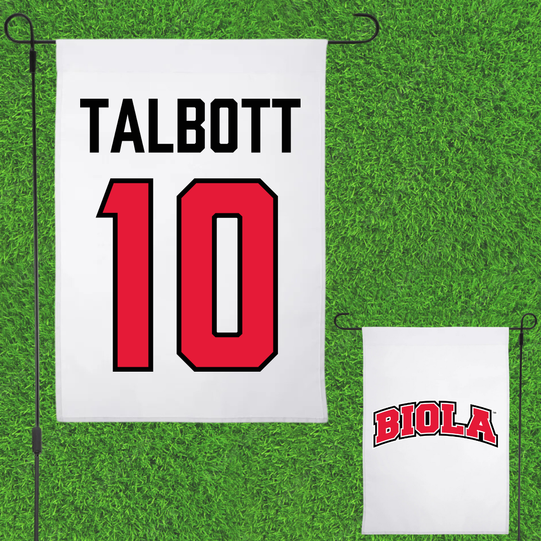 Biola University Baseball White Garden Flag - #10 Jacob Talbott