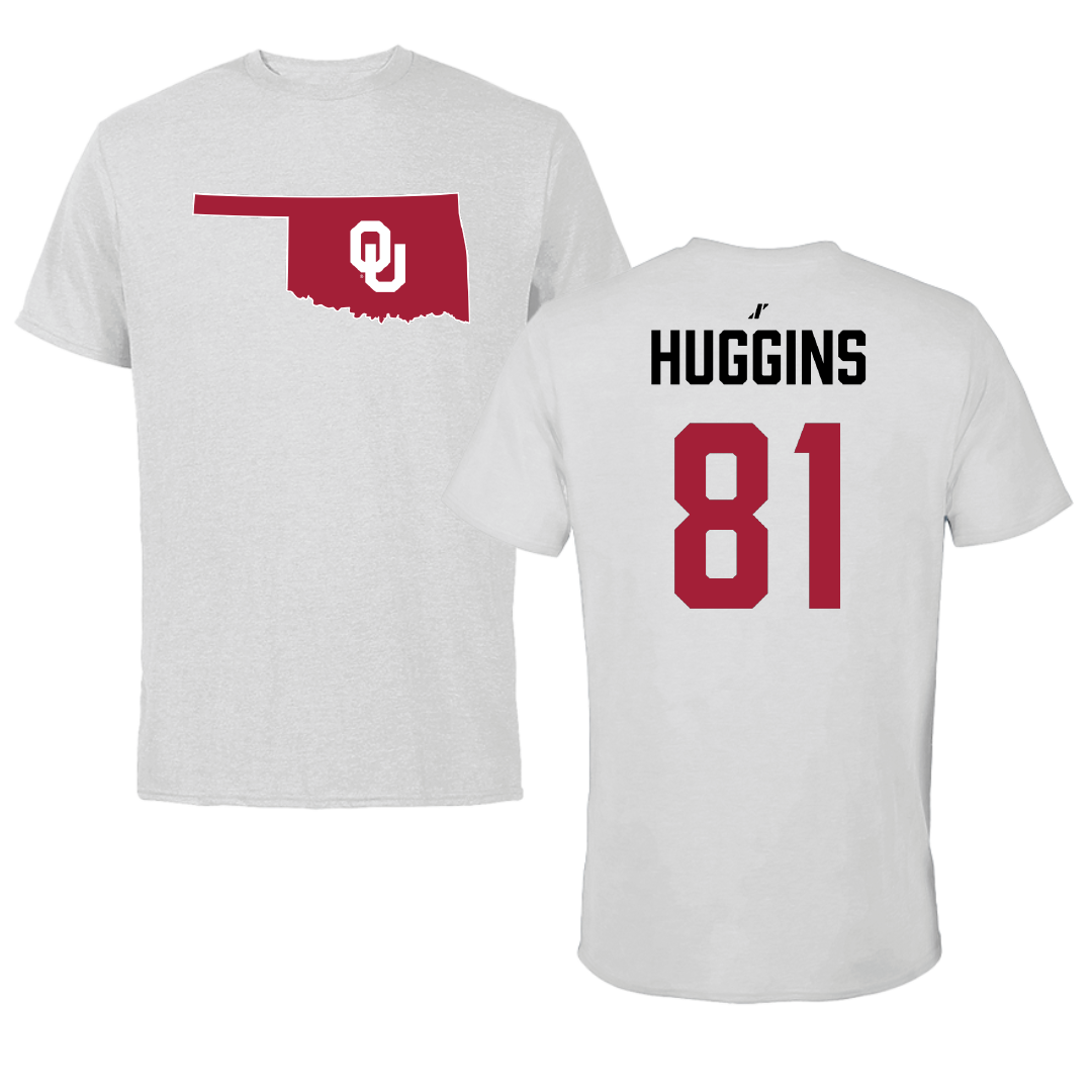 University of Oklahoma Football Light Gray State Performance Tee - #81 Will Huggins