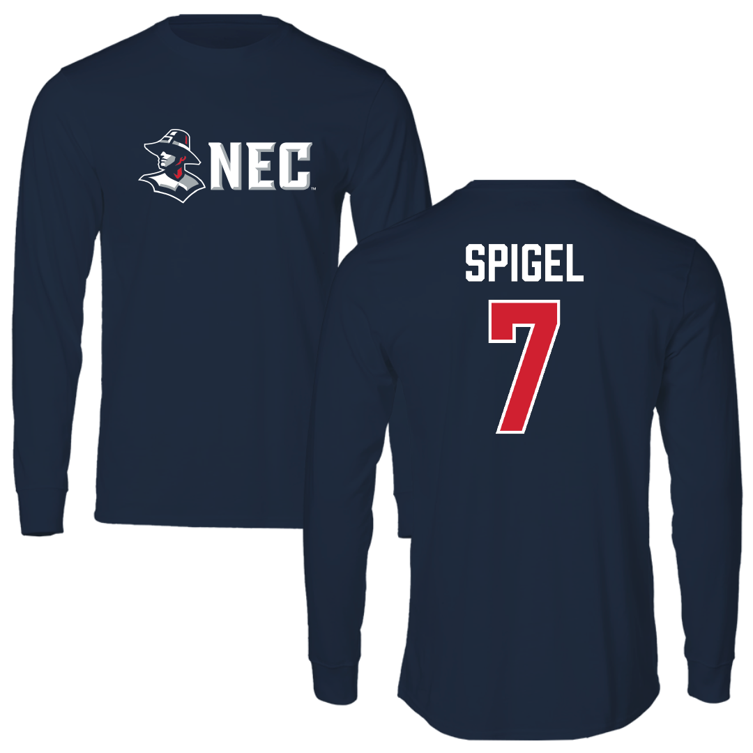 New England College Baseball Navy Long Sleeve - #7 David Spigel