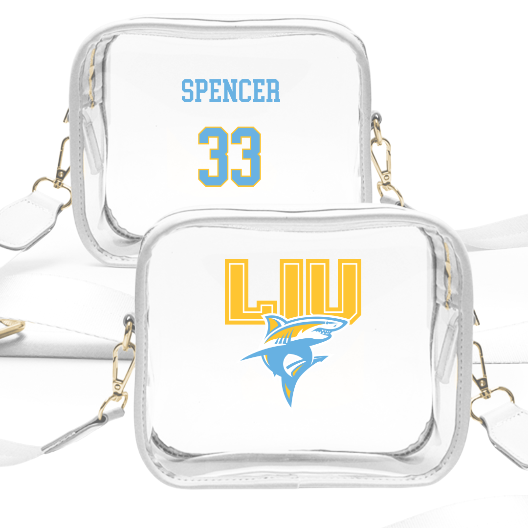 Long Island University Football White Clear Stadium Bag - #33 Tyselle Spencer