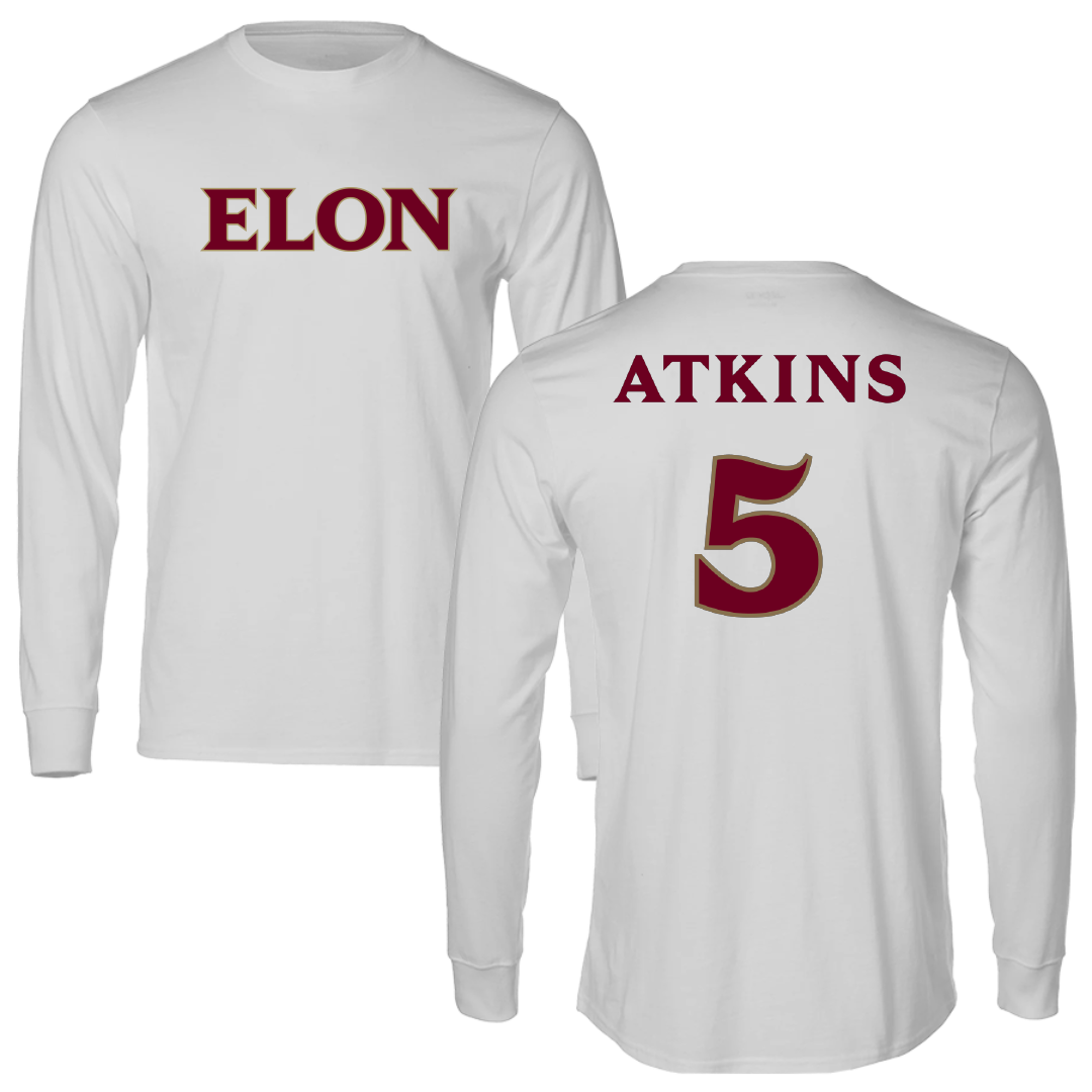 Elon University Football Light Gray Performance Long Sleeve - #5 Ishmel Atkins