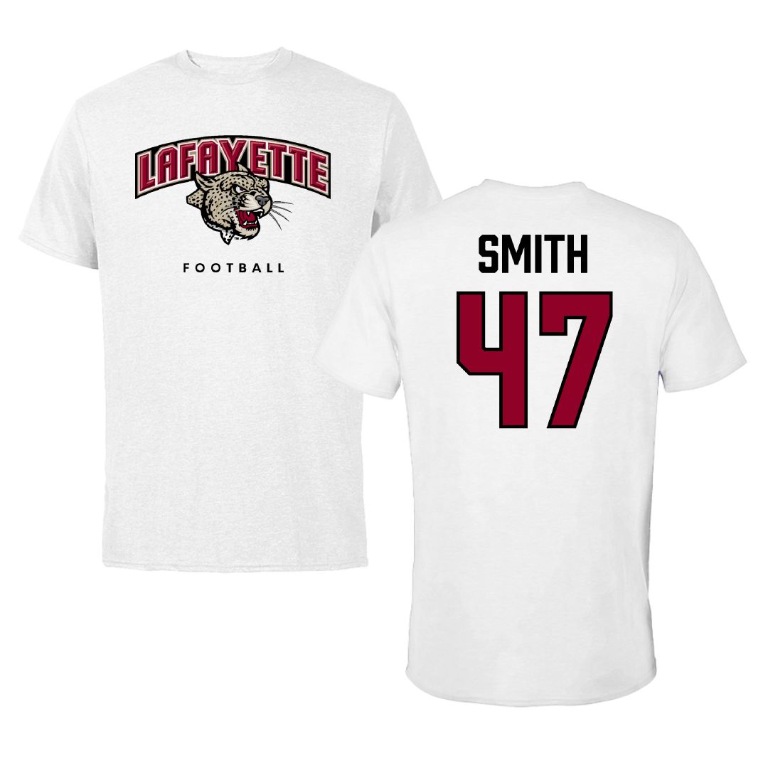 Lafayette College Football White Performance Tee - #47 Graham Smith