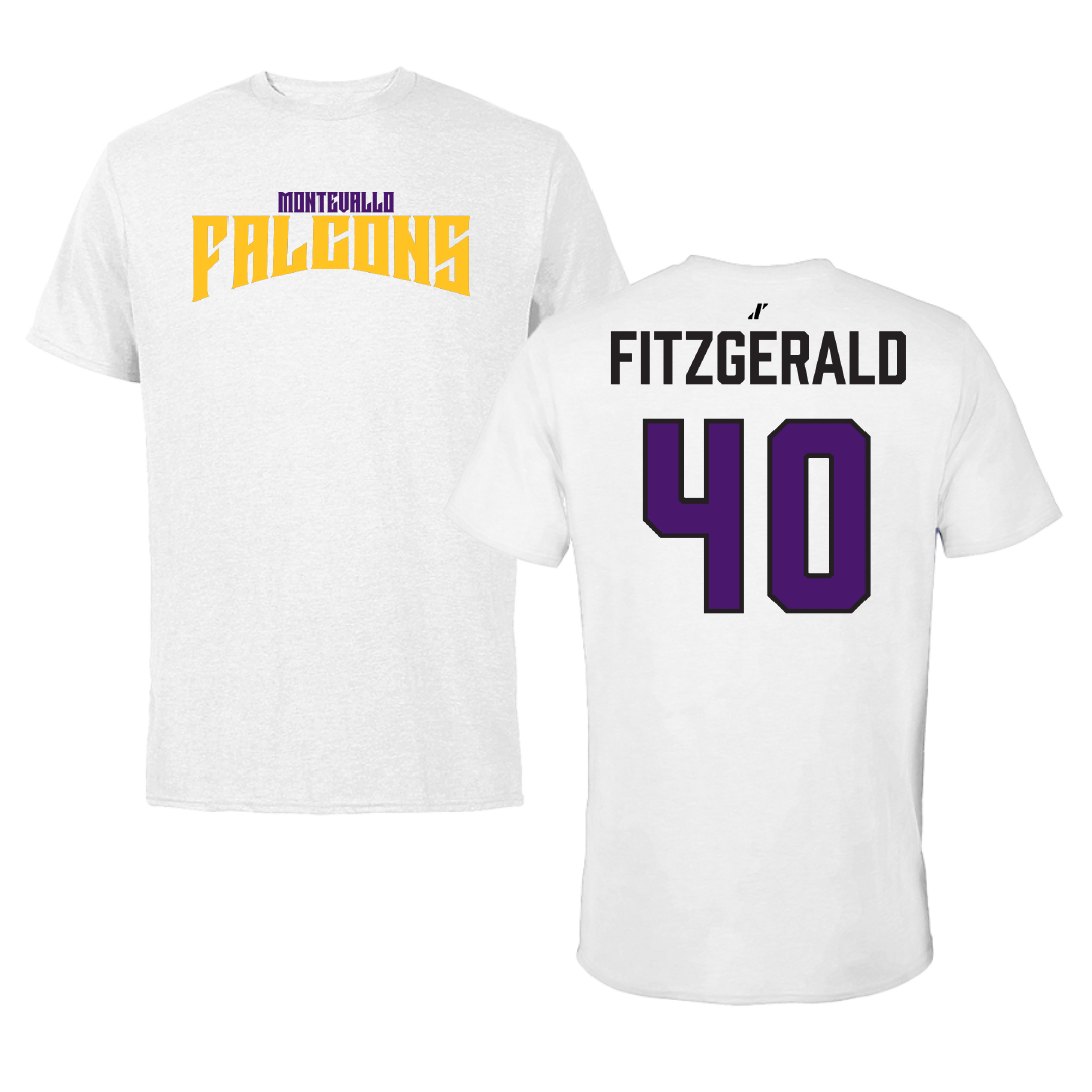 University of Montevallo Baseball White Classic Performance Tee - #40 Jack Fitzgerald