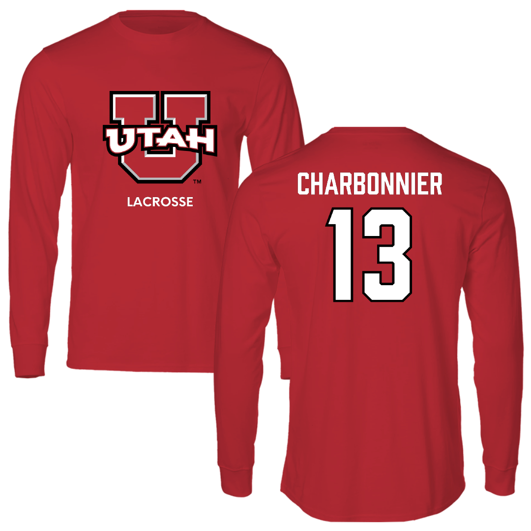 University of Utah Lacrosse (M) Red Utes Long Sleeve - #13 Luc Charbonnier