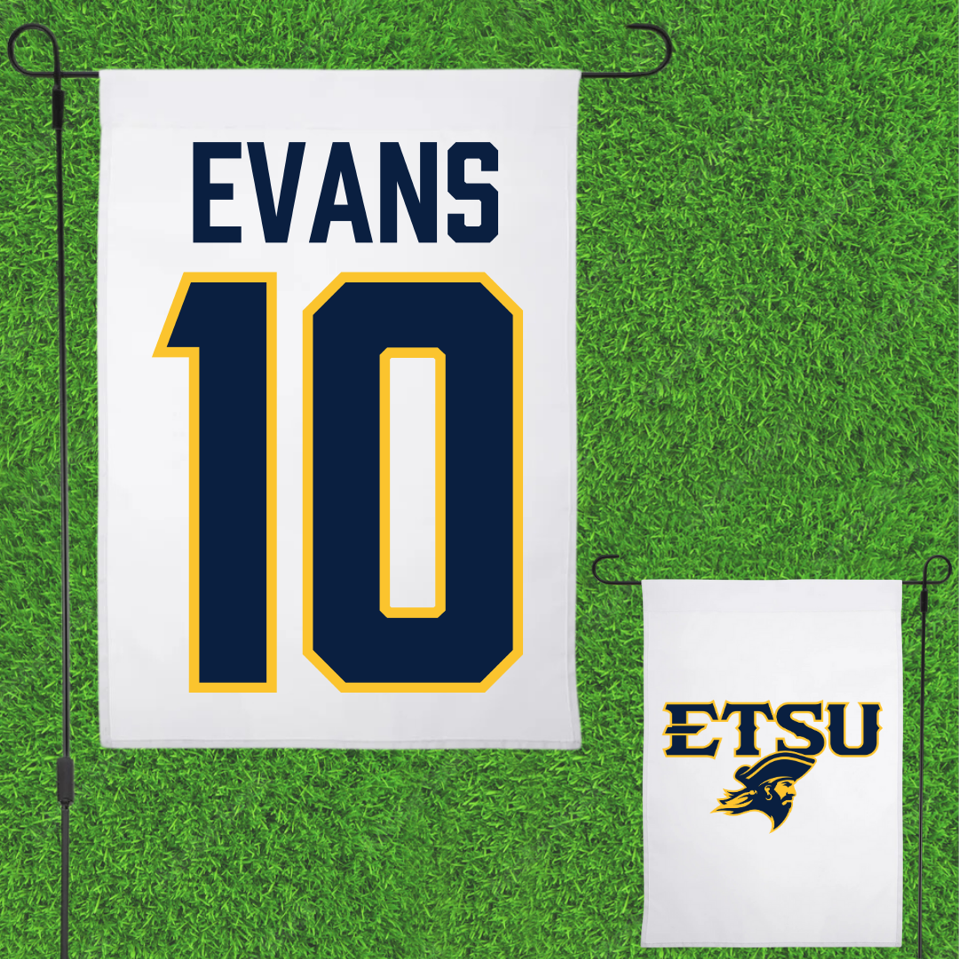 East Tennessee State University Baseball White Garden Flag - #10 Eli Evans