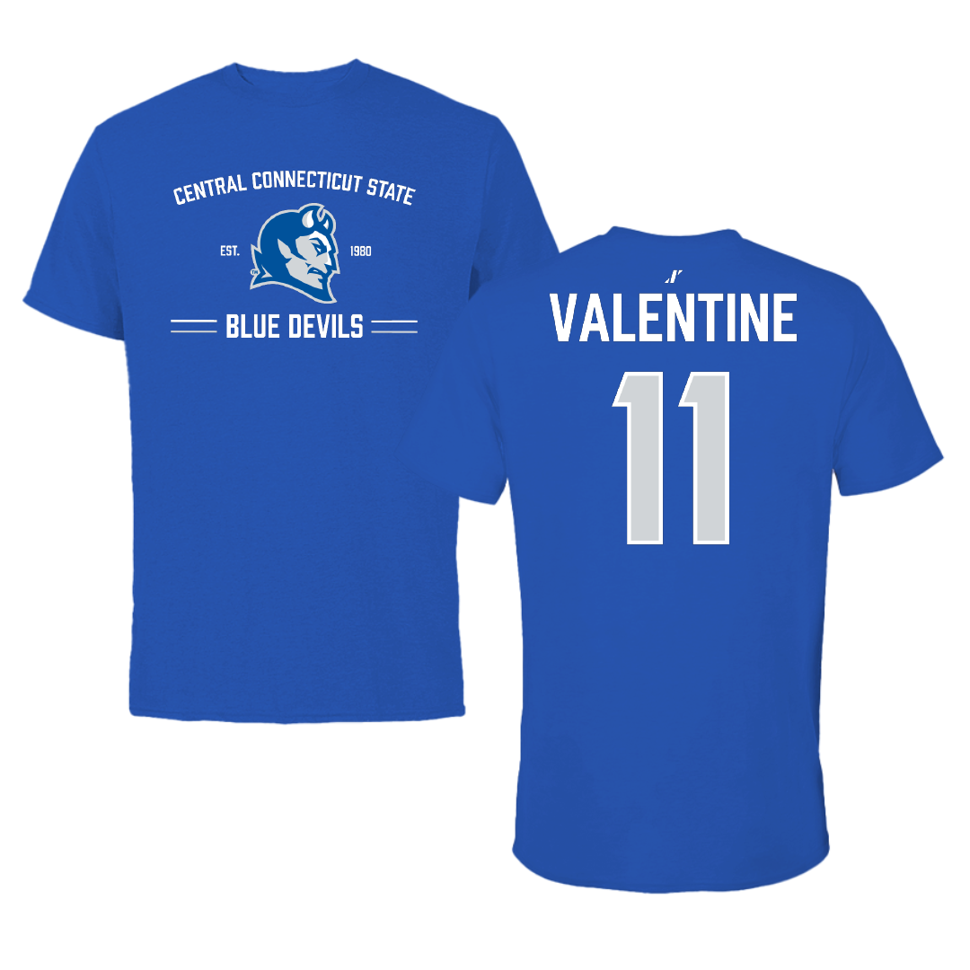 Central Connecticut State University Baseball Blue General Performance Tee - #11 Donte Valentine