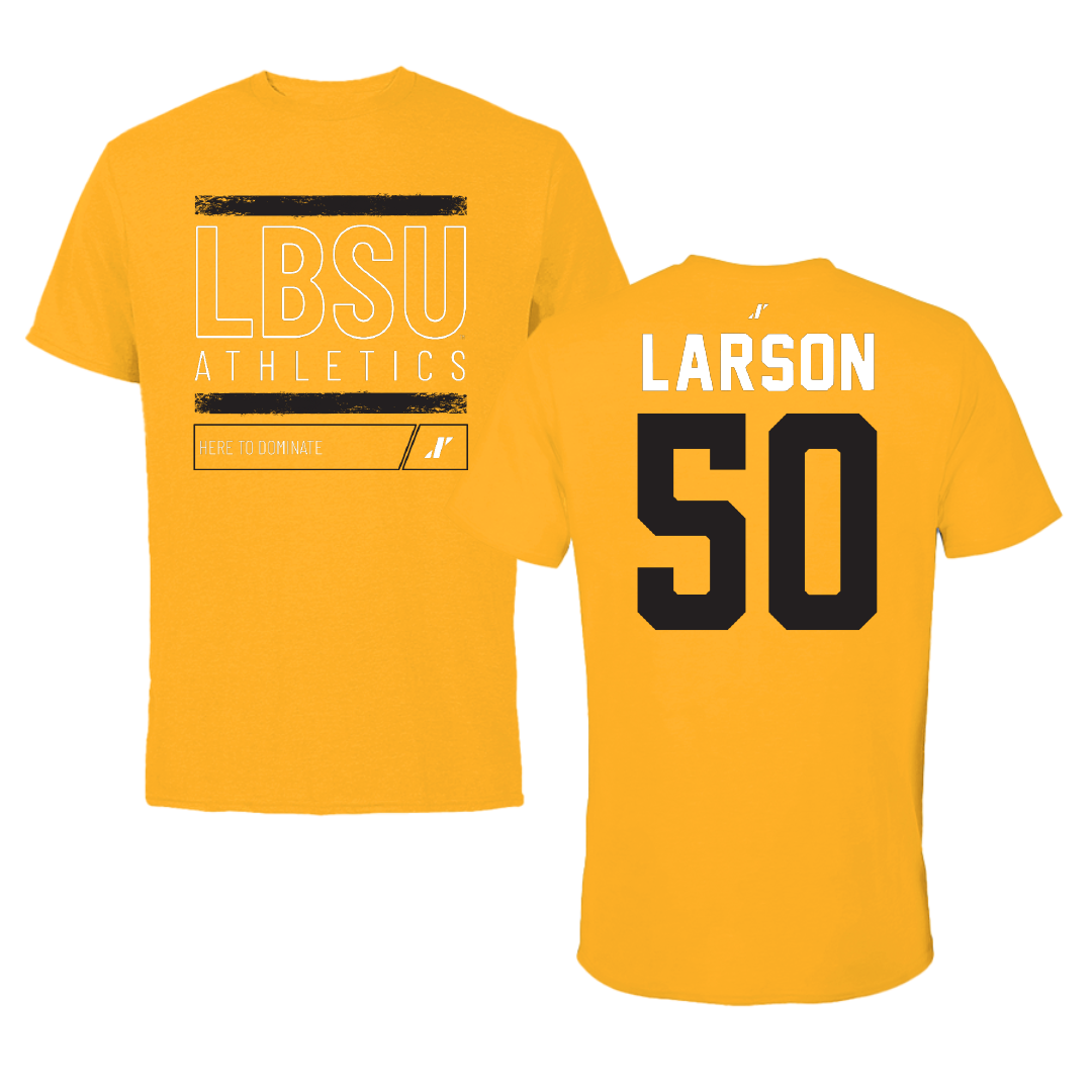 Long Beach State University Baseball Gold Dominate Performance Tee - #50 Van Larson