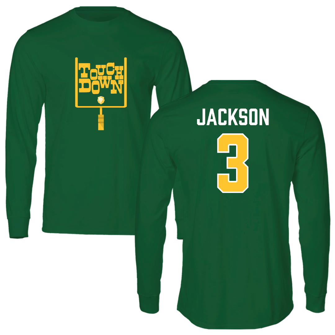 Southeastern Louisiana University Football Green Touchdown Long Sleeve - #3 Deantre Jackson