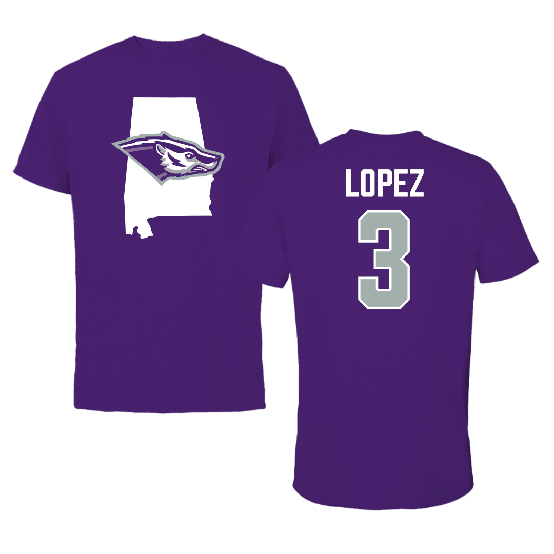 Spring Hill College Baseball Purple State Tee - #3 Robby Lopez