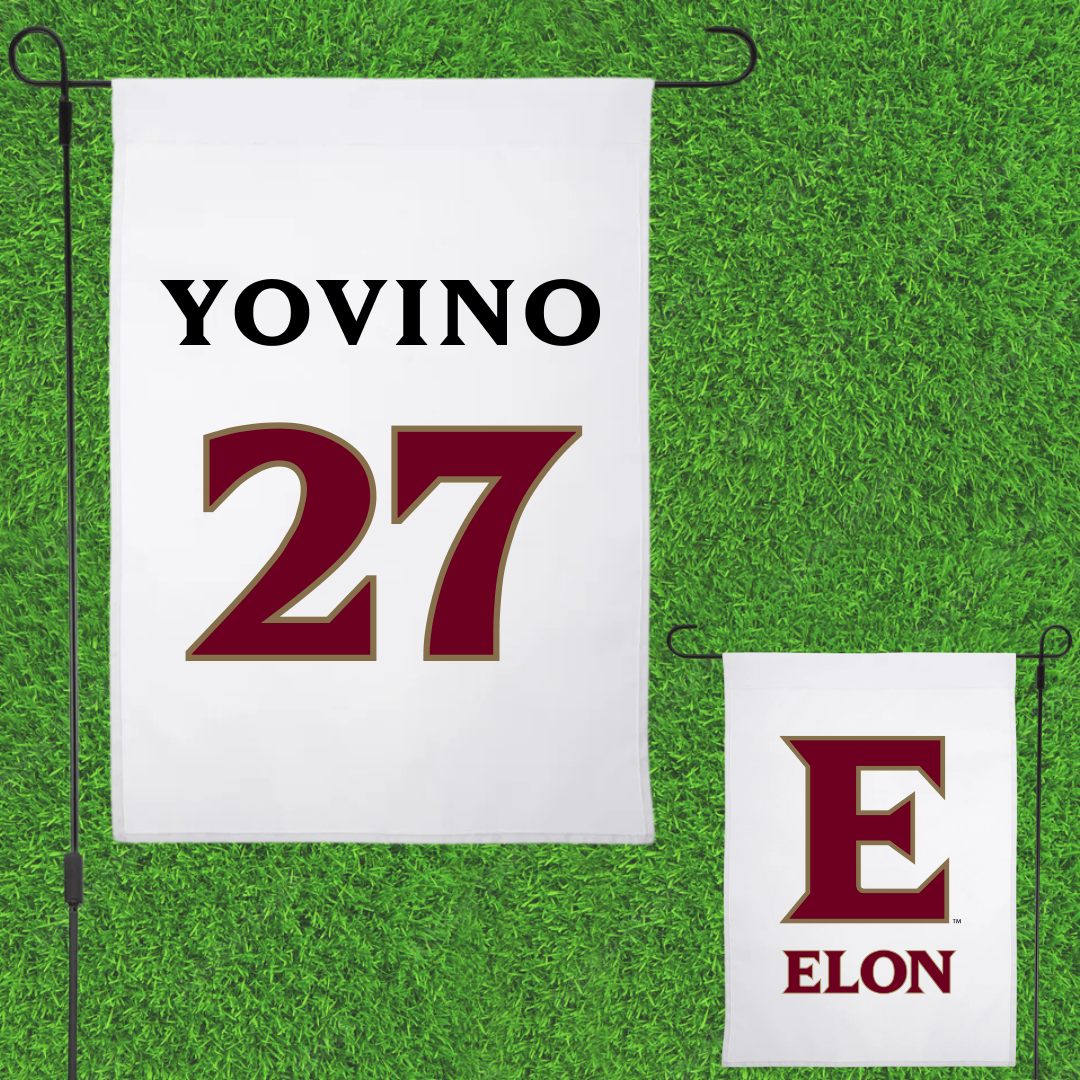 Elon University Baseball White Garden Flag - #27 Joseph Yovino