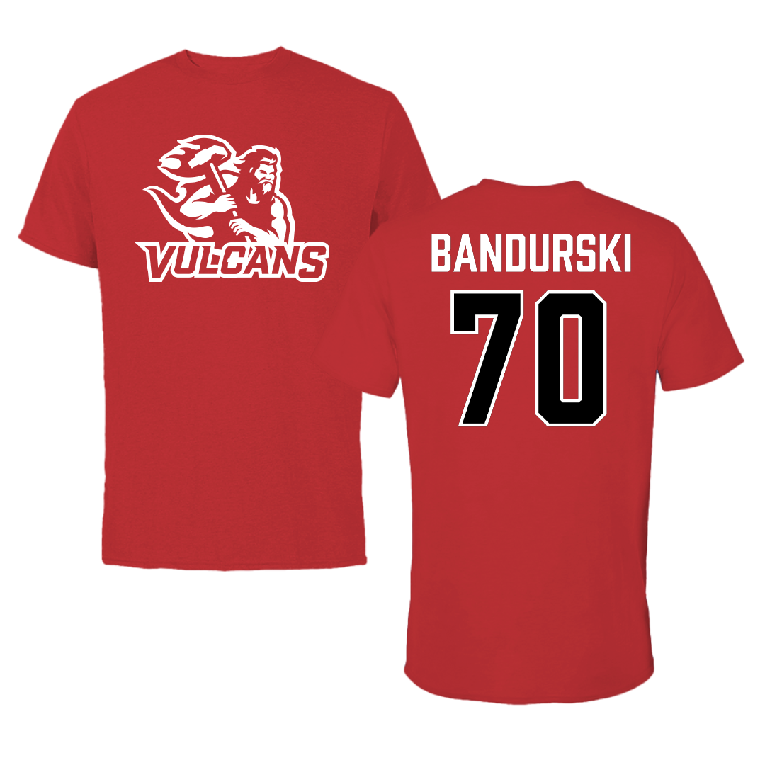 PennWest California Football Red Performance Tee - #70 Kristofer Bandurski