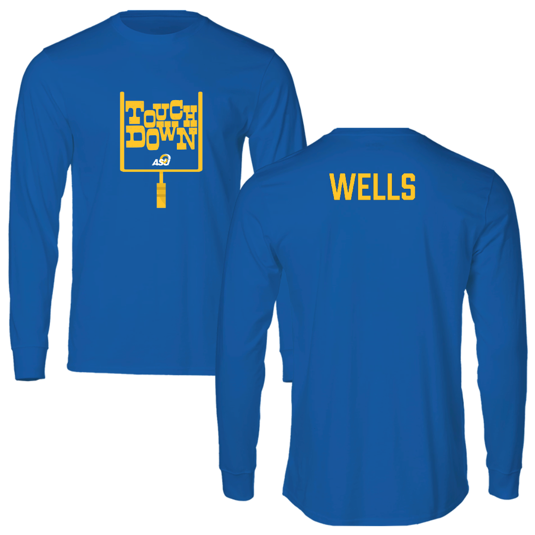 Angelo State University Football Blue Touchdown Performance Long Sleeve - Josiah Wells