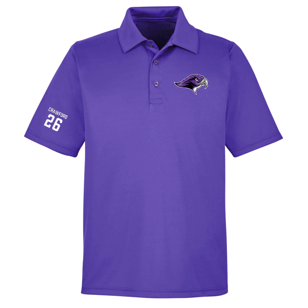 Stonehill College Football Purple Polo - #26 Marcus Crawford