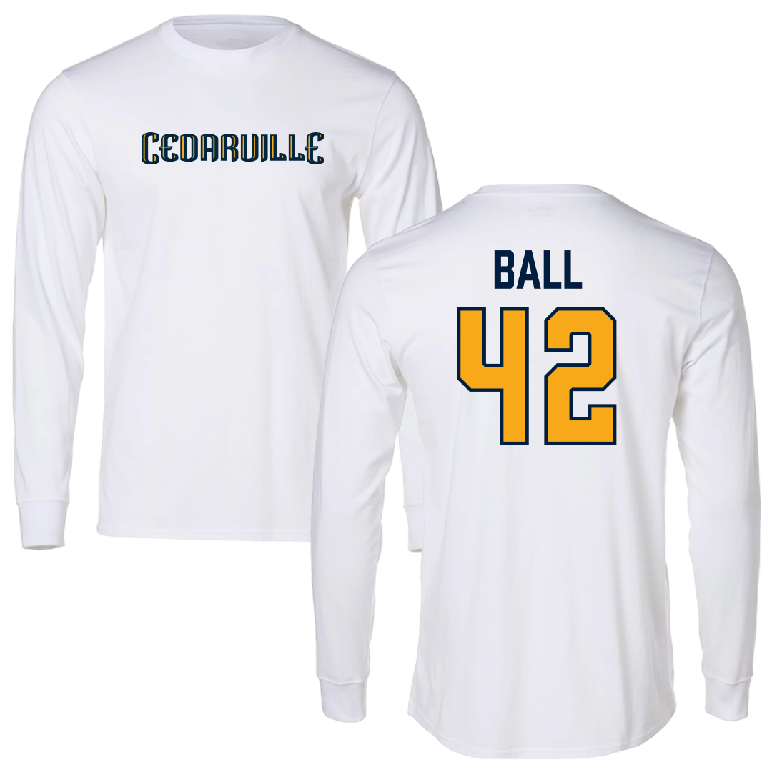 Cedarville University Baseball White Long Sleeve - #42 Coen Ball