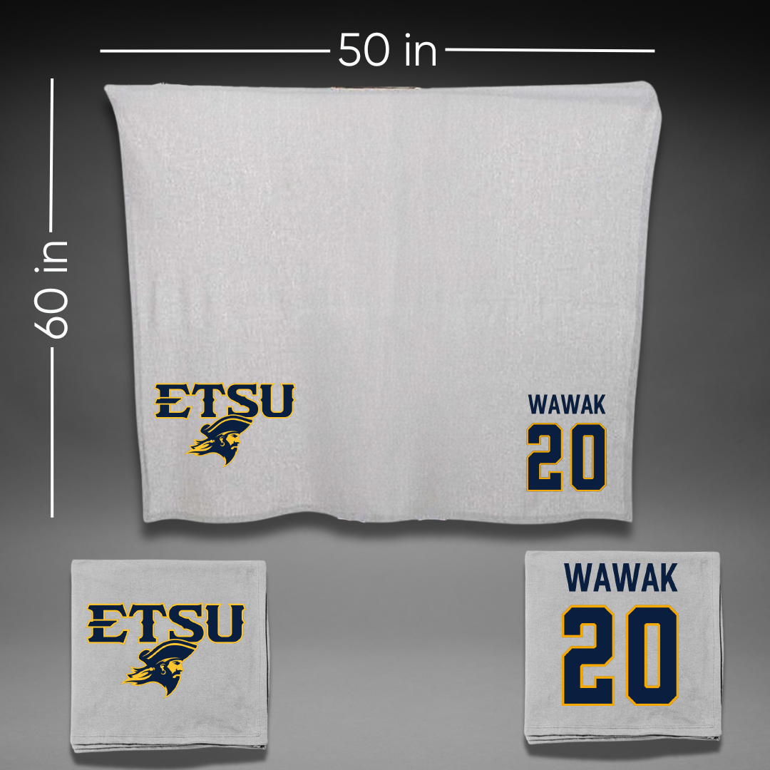 East Tennessee State University Soccer Gray Blanket - #20 Caroline Wawak