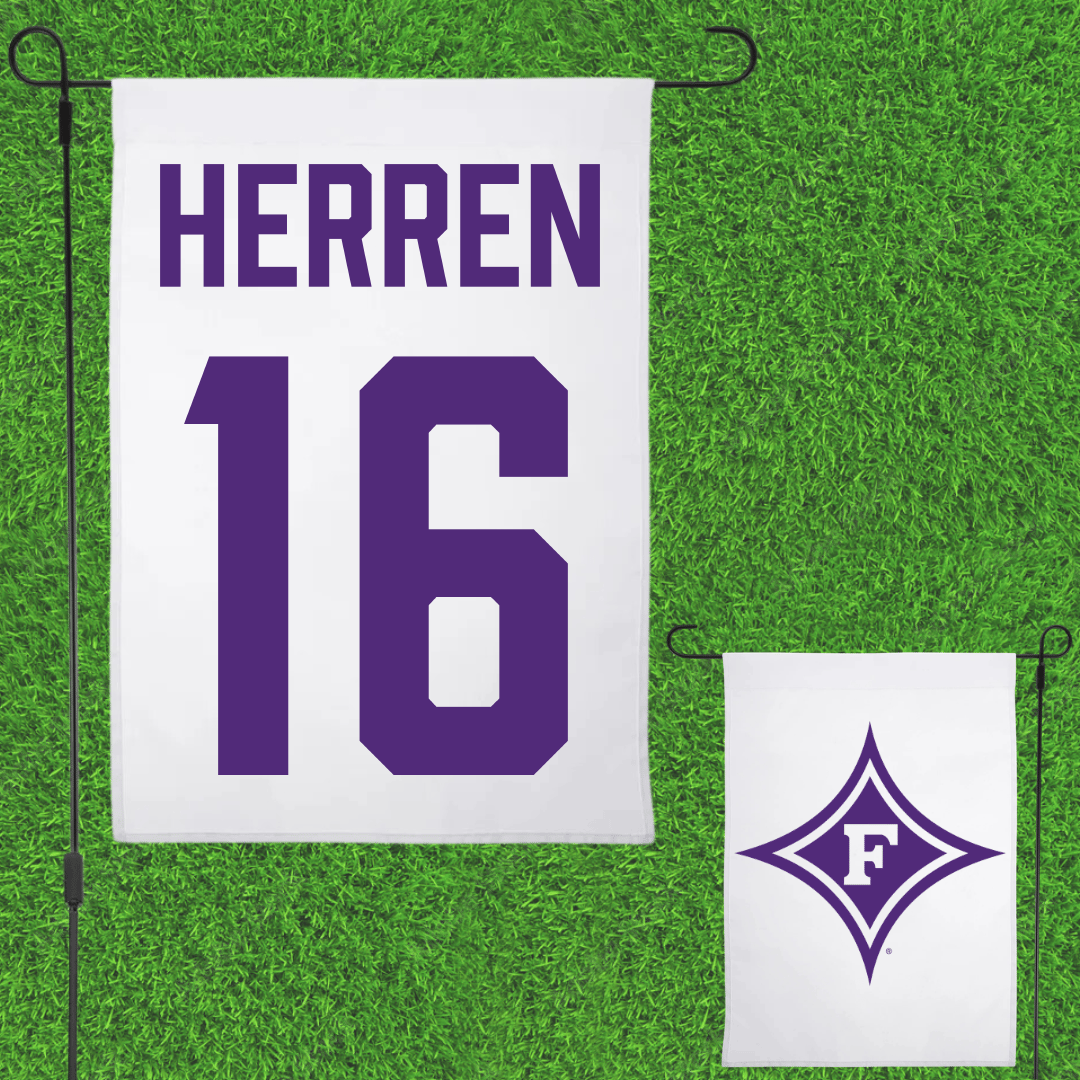Furman University Softball White Garden Flag - #16 Kaitlyn Herren