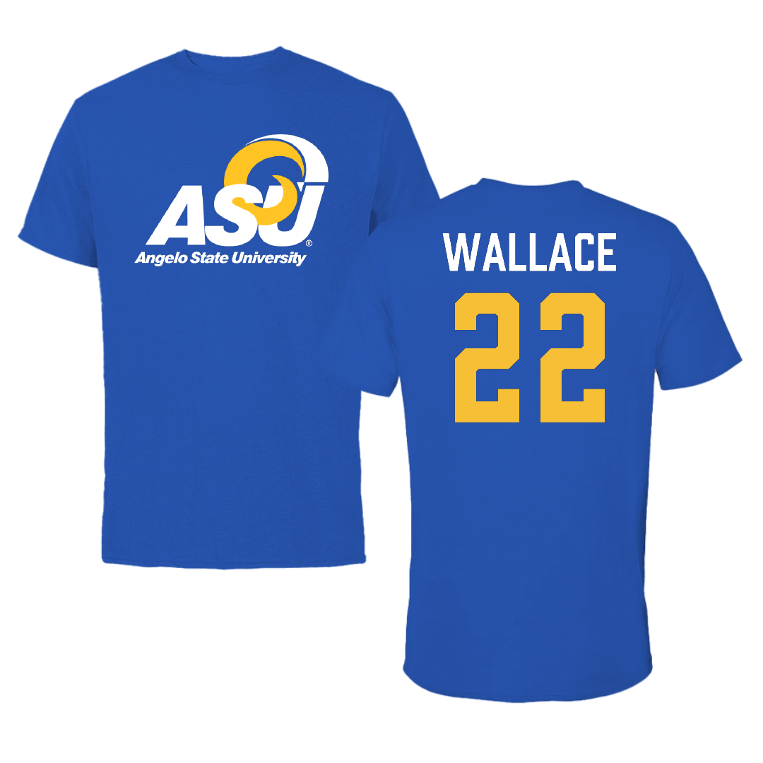 Angelo State University Baseball Blue Performance Tee - #22 Garrett Wallace