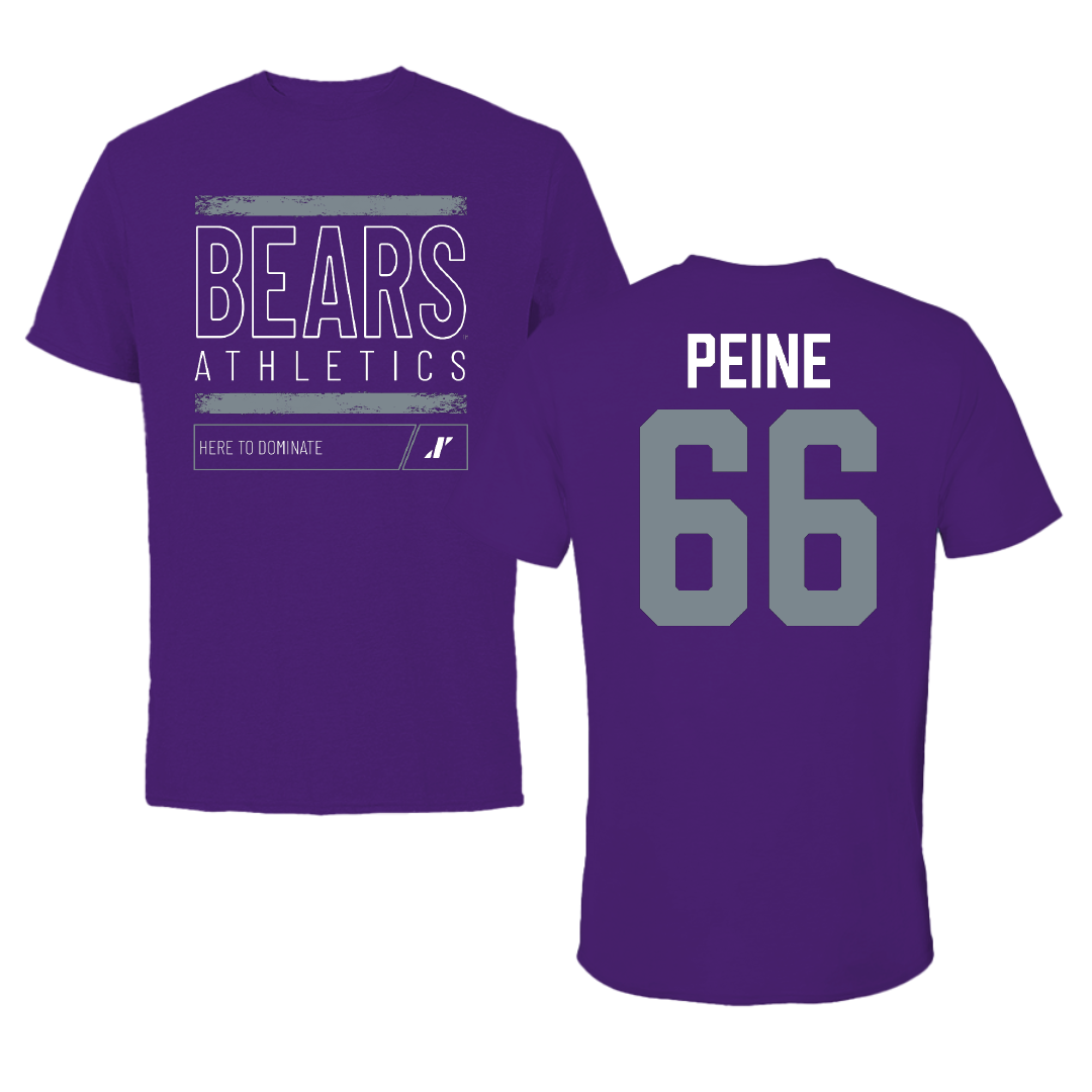 University of Central Arkansas Football Purple Dominate Tee - #66 Chaylin Peine