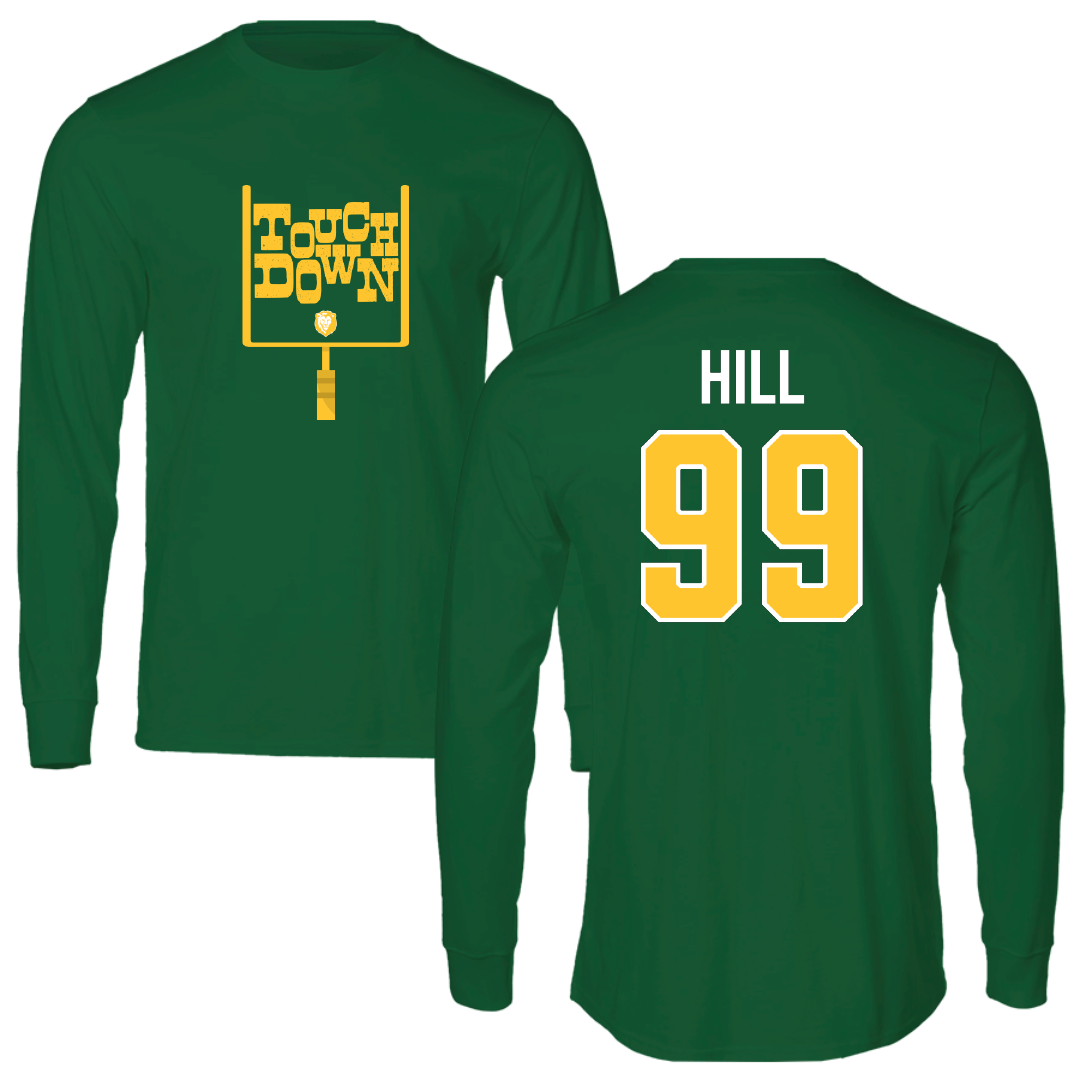 Southeastern Louisiana University Football Green Touchdown Long Sleeve - #99 Charles Hill
