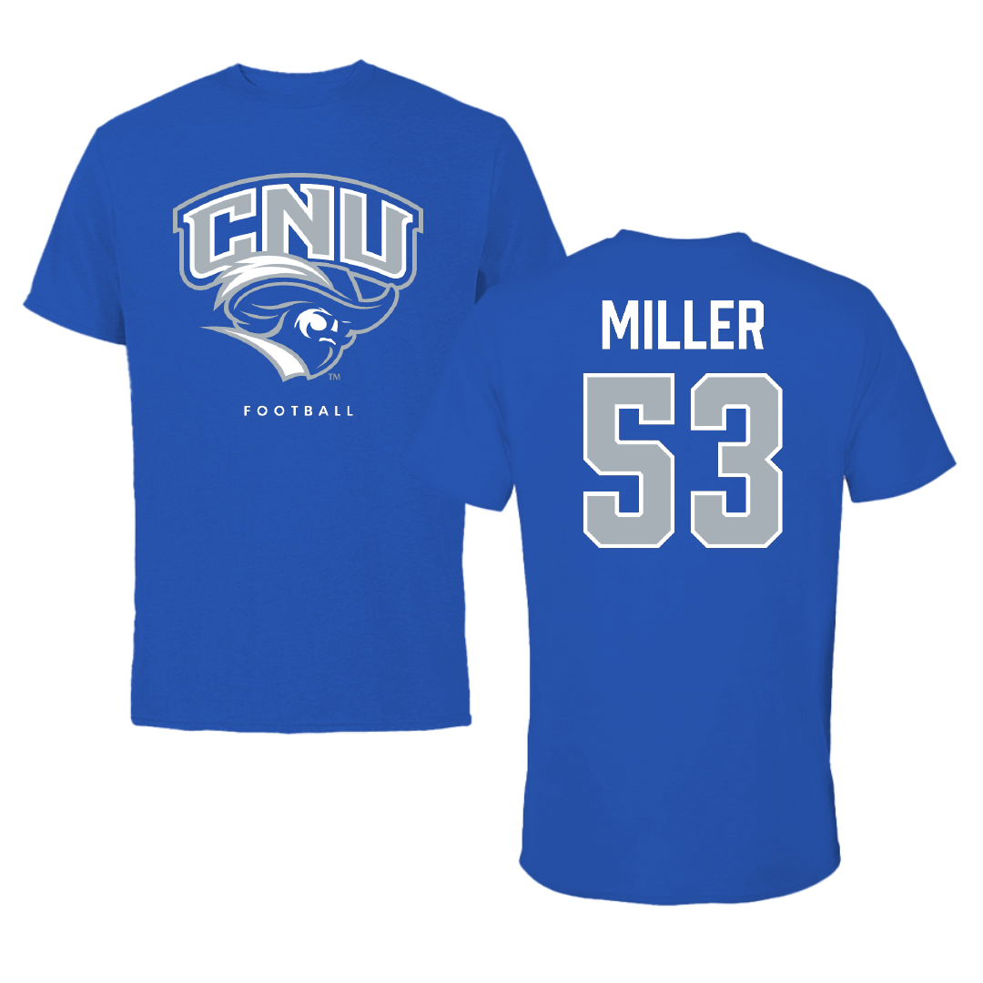 Christopher Newport University Football Blue Tee - #53 James Miller