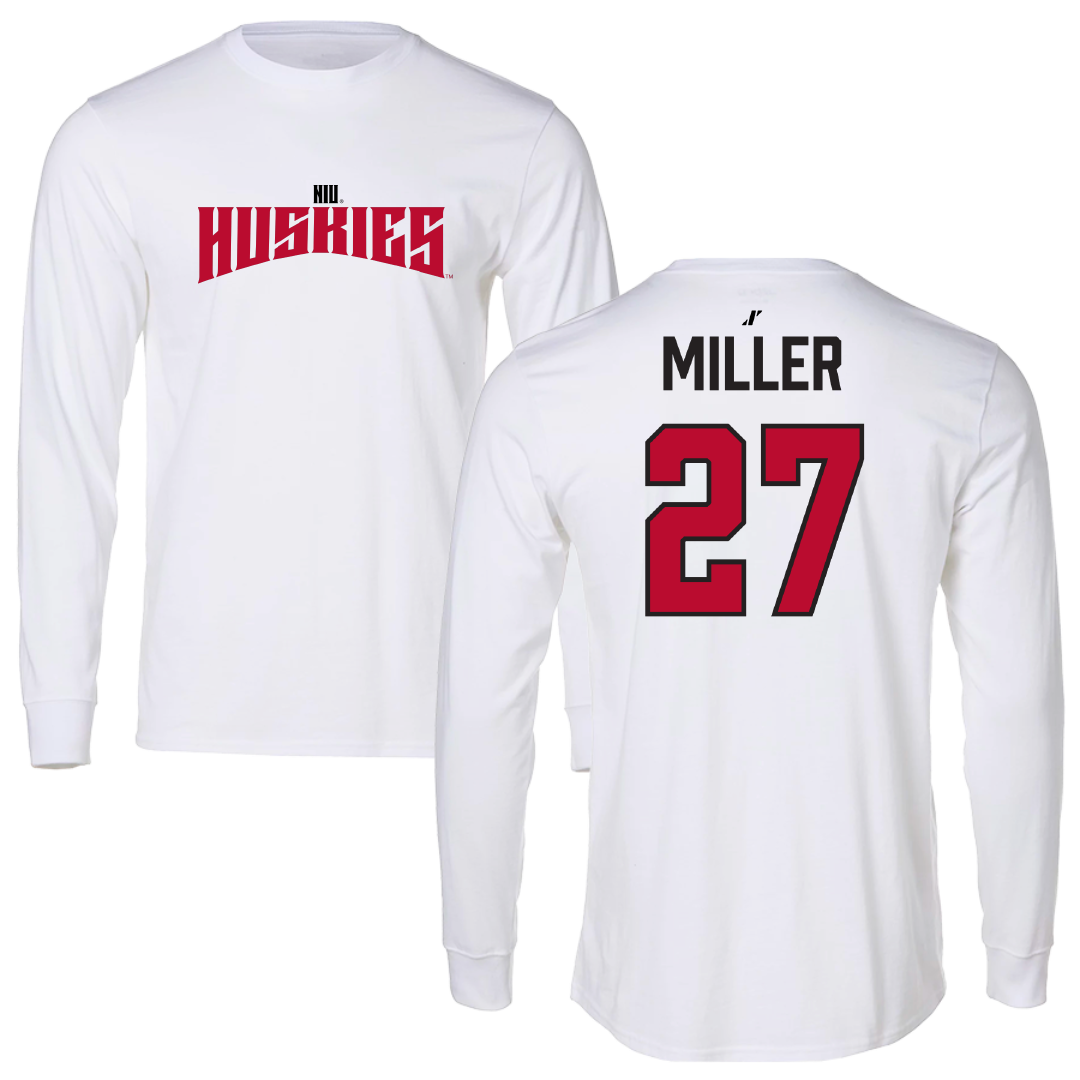 Northern Illinois University Softball White Classic Performance Long Sleeve - #27 Natalie Miller