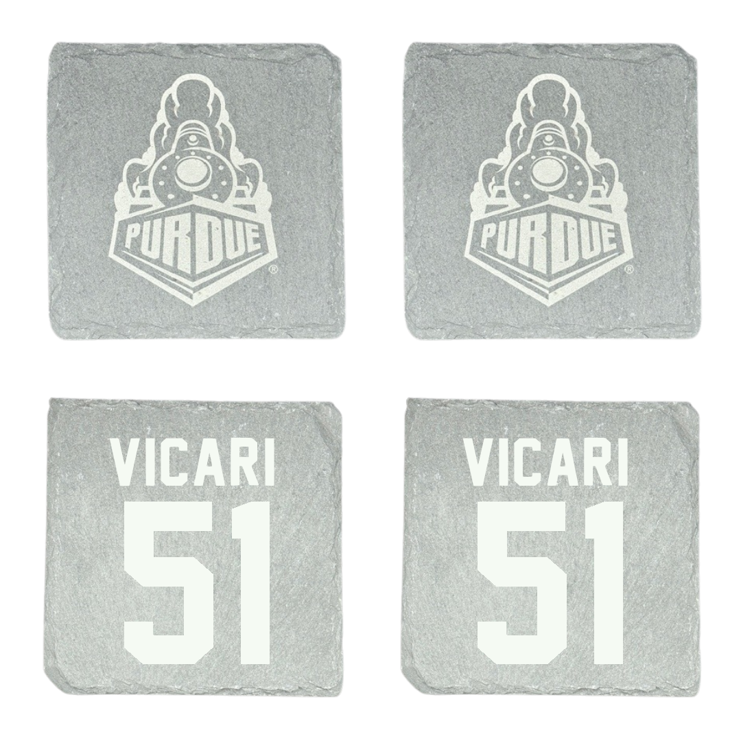 Purdue University Football Stone Coaster (4 Pack)  - #51 Mason Vicari