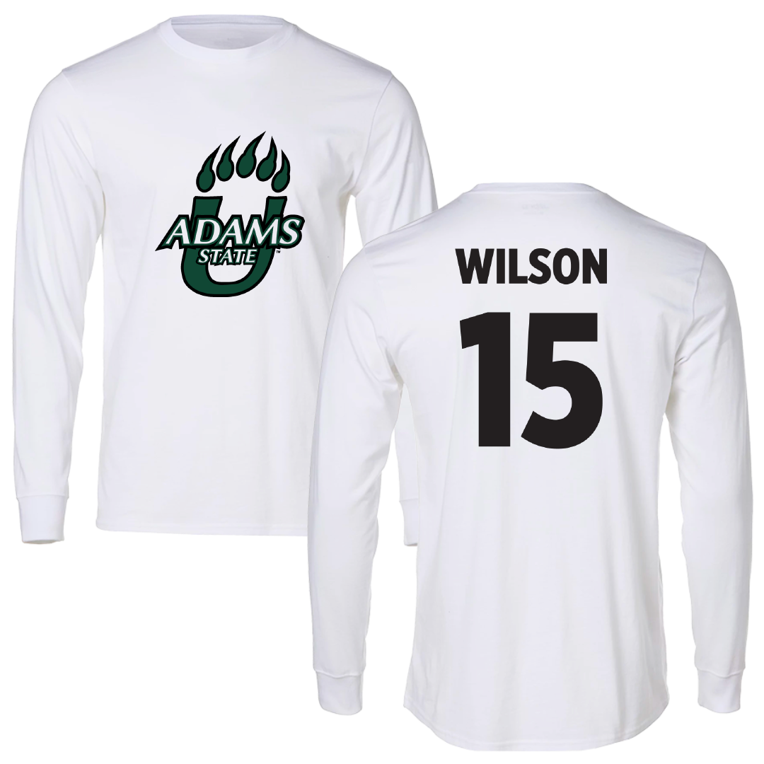 Adams State University Volleyball White Performance Long Sleeve - #15 Makylee Wilson