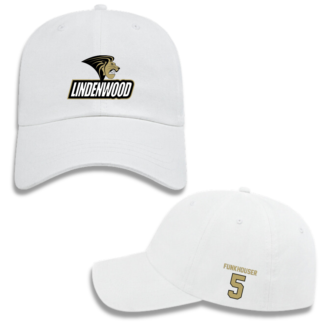 Lindenwood University Baseball White Hat - #5 Evan Funkhouser
