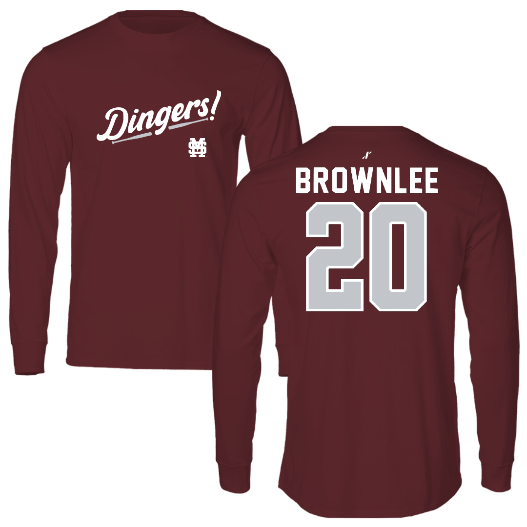 Mississippi State University Softball Maroon Dingers Performance Long Sleeve - #20 Aquana Brownlee