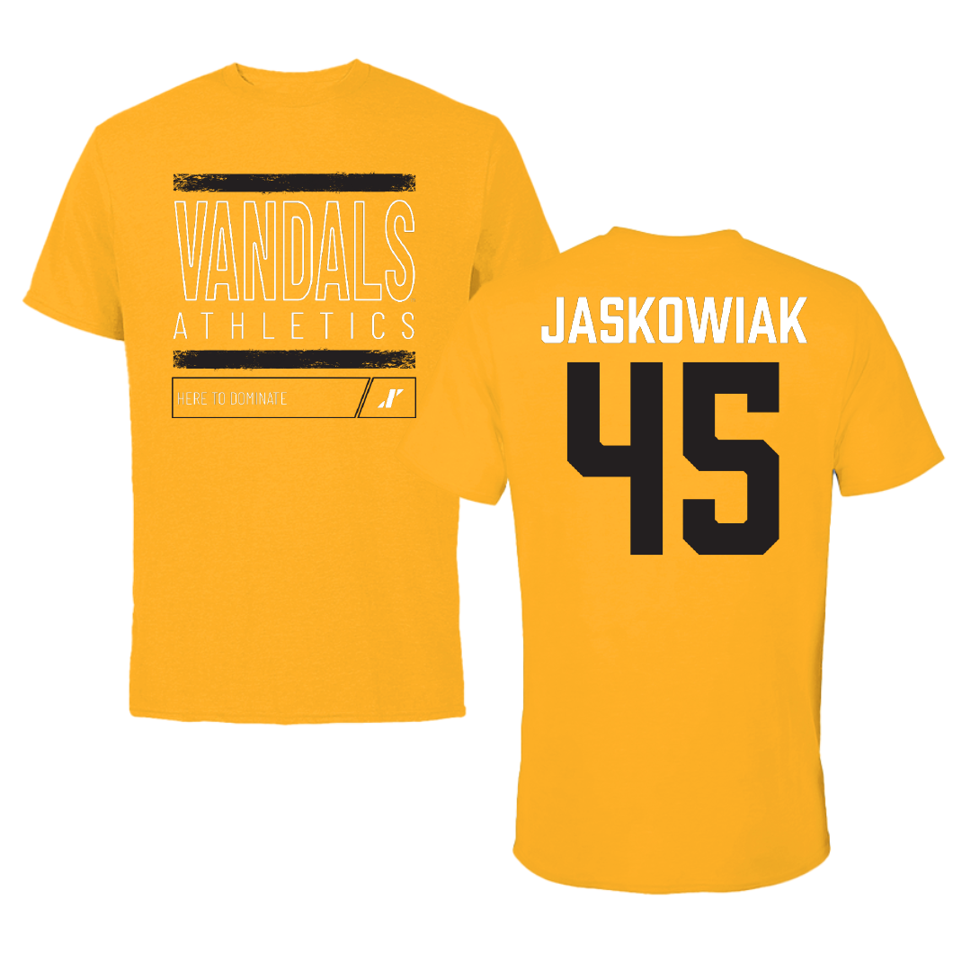 University of Idaho Football Gold Dominate Performance Tee - #45 Mitchel Jaskowiak
