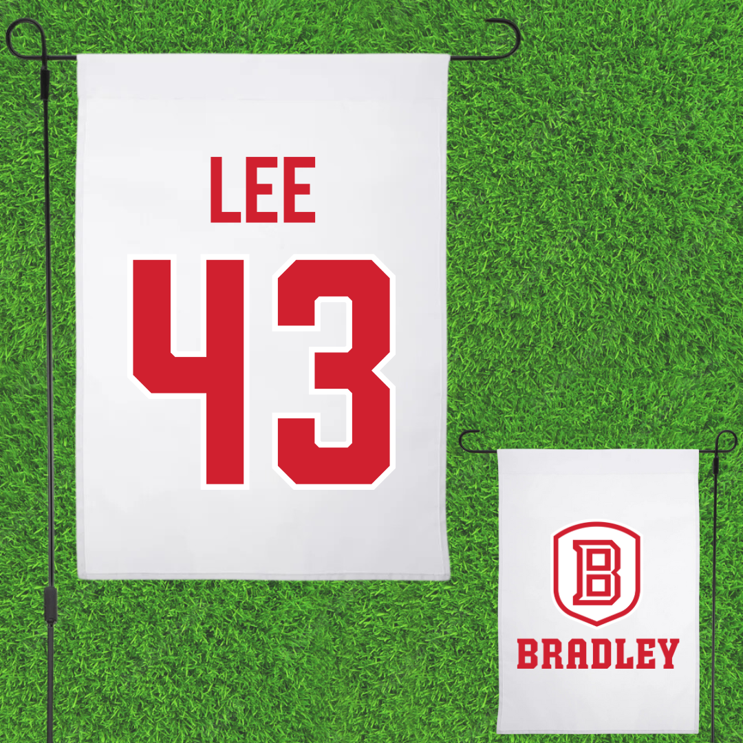 Bradley University Baseball White Garden Flag - #43 Mason Lee