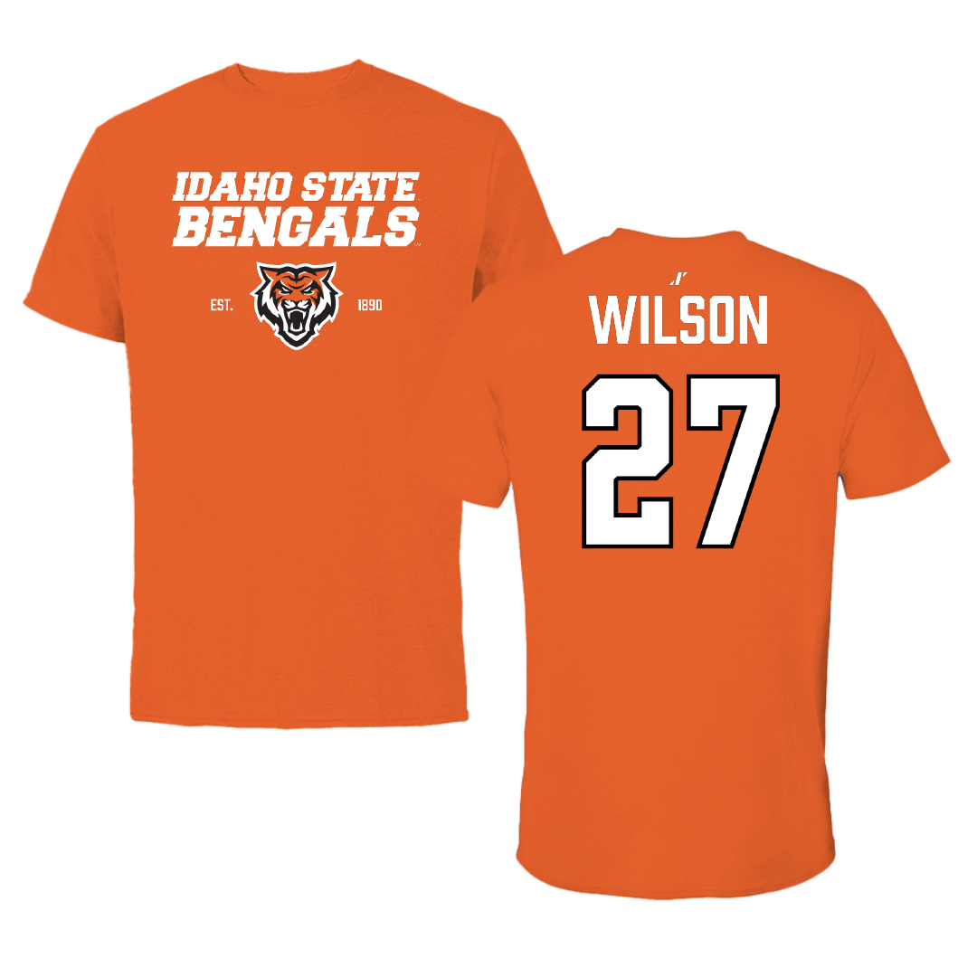 Idaho State University Football Orange General Tee - #27 Jaylin Wilson