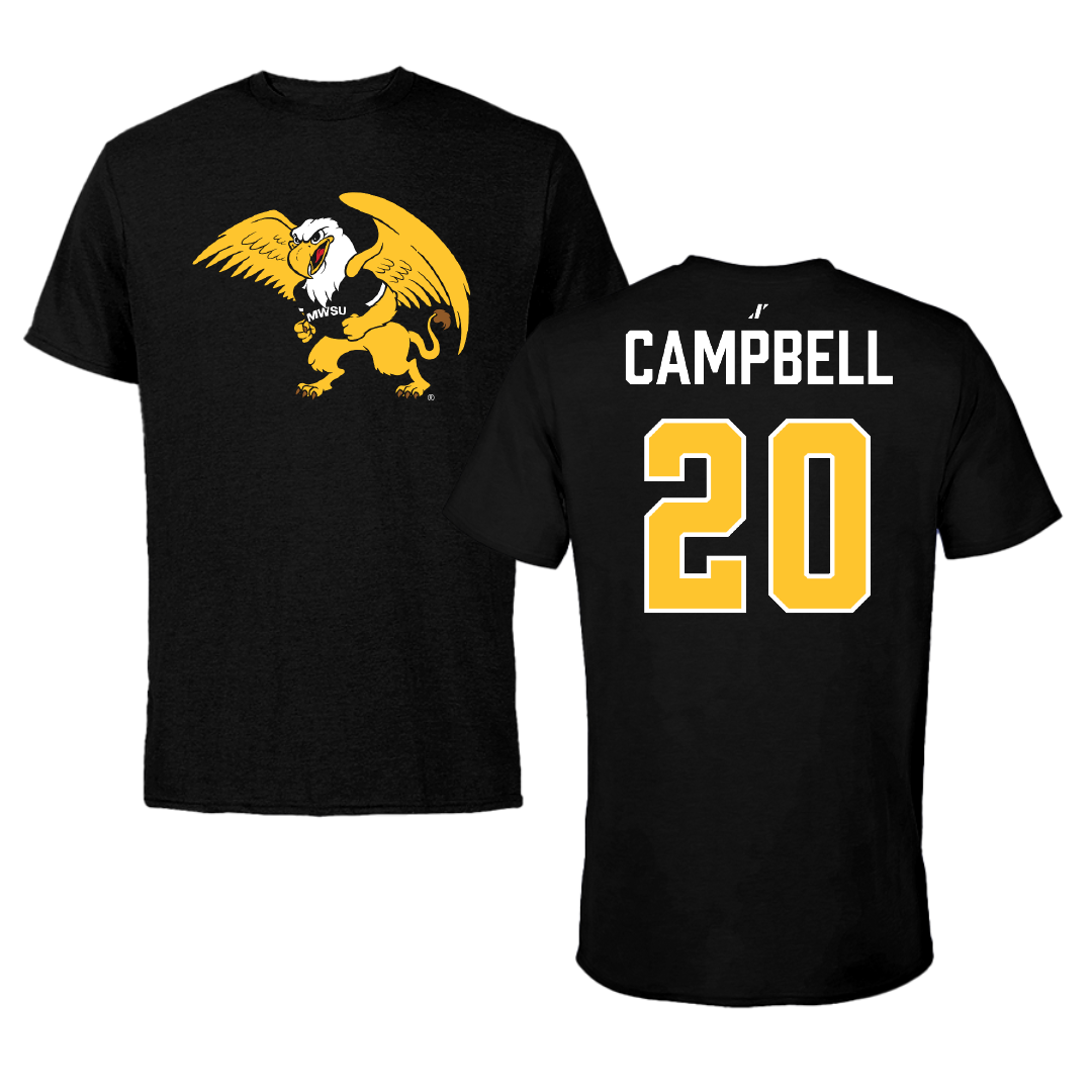 Missouri Western State University Football Black Tee - #20 Elijah Campbell